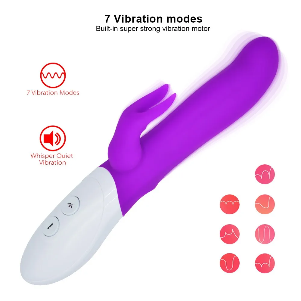 Women Electric Usb Charger Purple Silicone G Spot Clitoris Rabbit