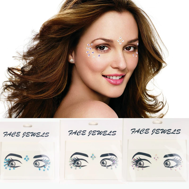 Wholesale Glitter Face Sticker Crystal Rhinestone Stickers For Party