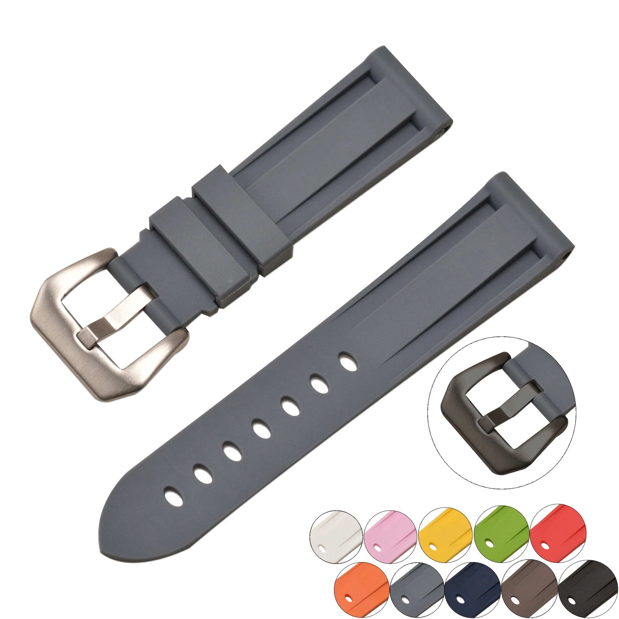 

EACHE Hot Sale Waterproof 20mm 22mm 24mm Vulcanized Rubber Watch Strap