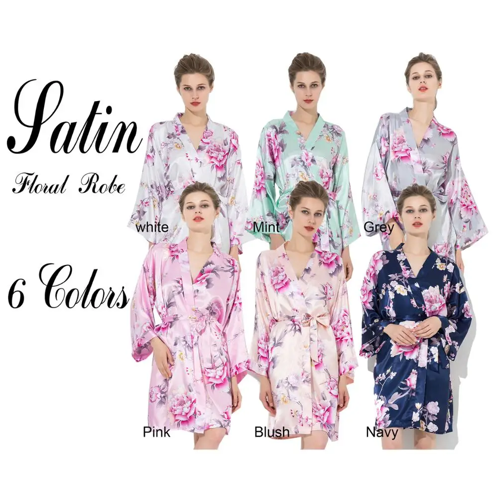 

wholesale Chinese silk women floral robes ,bride bridesmaid wedding robe, Many colors