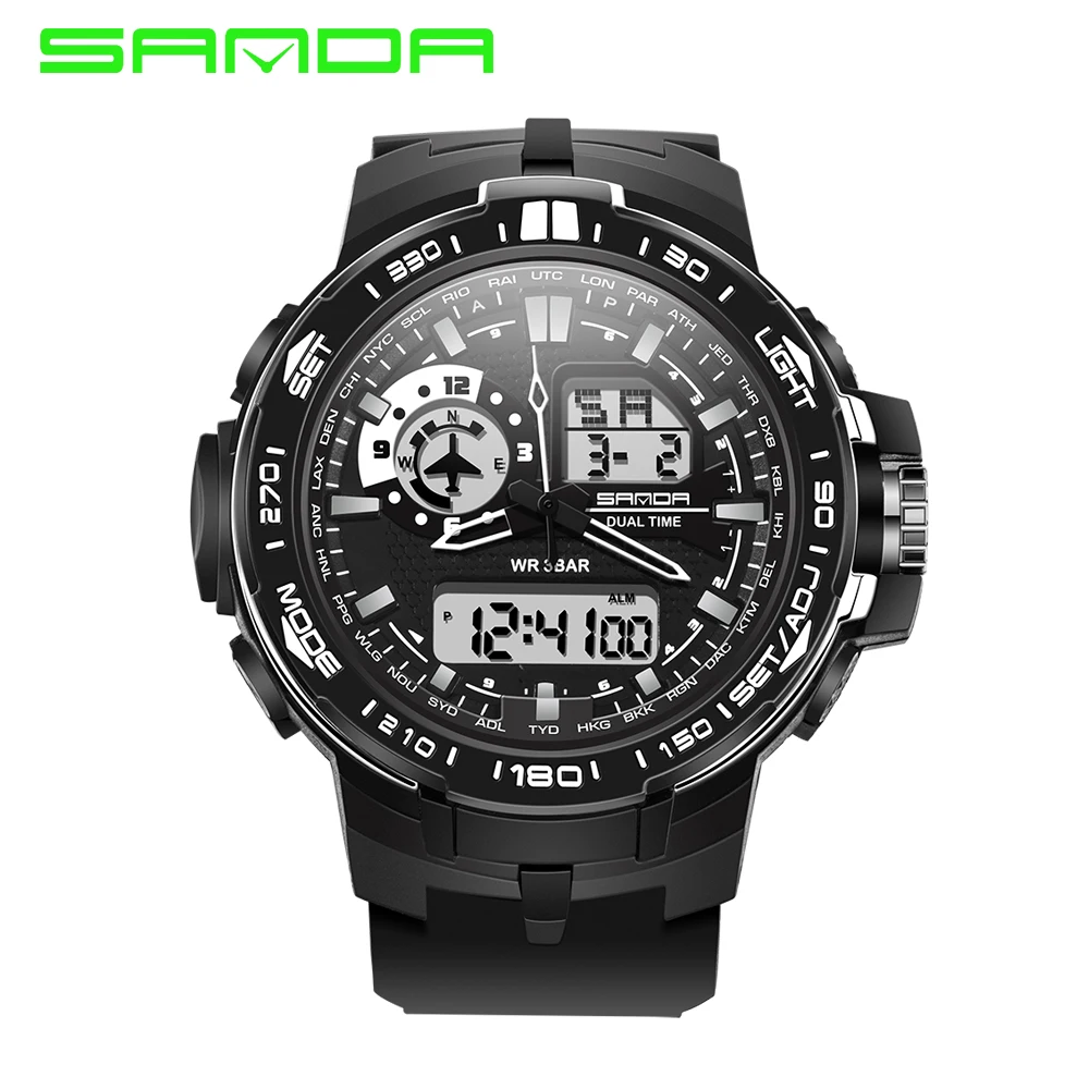 

WJ-7544 SANDA Men's Watch Students Electronic Handwatch Sports Outdoor Multi-functional Luminous Waterproof Running Wristwatch, Mix