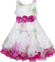 Sunny Fashion Vestido Menina Tule Nupcial Lace Com Flor Detalhamento Casamento