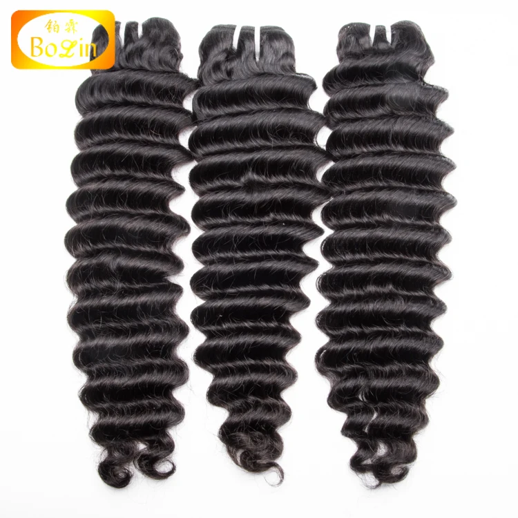 

qingdao bolin hair deep wave hair wefts wholesale price natural color hair weaving, Natural color and can be dyed