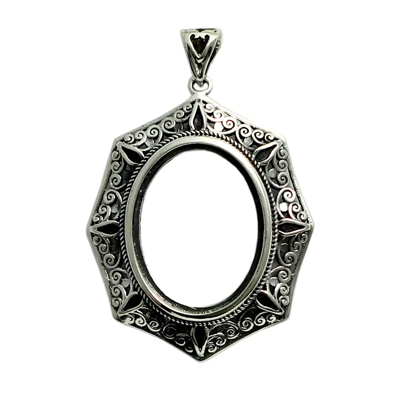 

Beadsnice antique oval tray for gemstone wholesale charm necklace silver pendant findings ID 32301