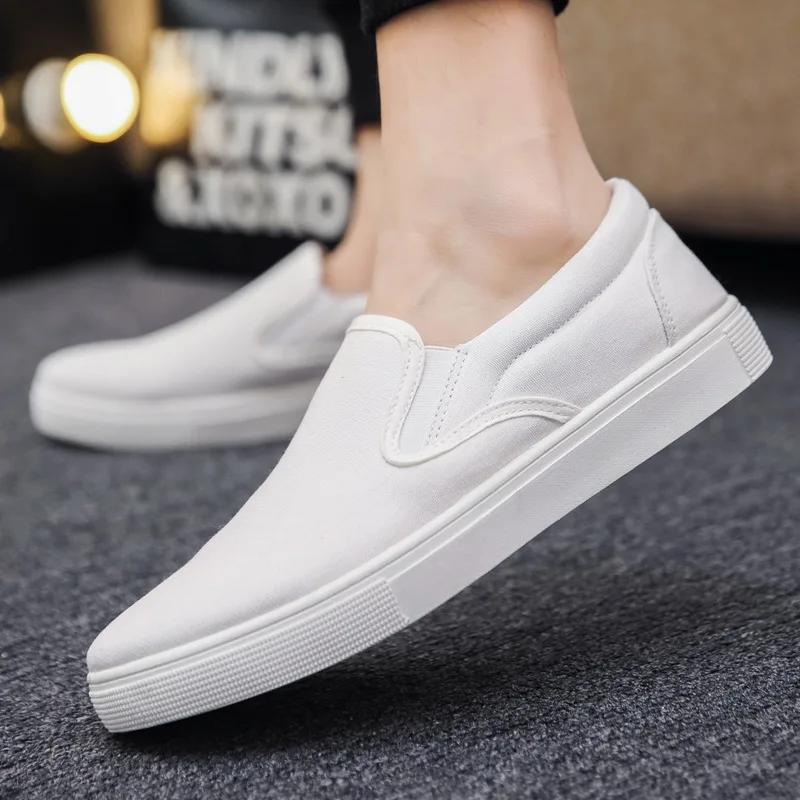 

Cheap Slip On Low Top Casual Shoes Men Blank Canvas Shoes, White, black, blue