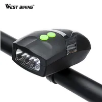 

WEST BIKING Bike Light Head LED Flashlight With Bell Luces Bicicleta Bike Multifunction Lamp Rechargeable Bicycle Front Light