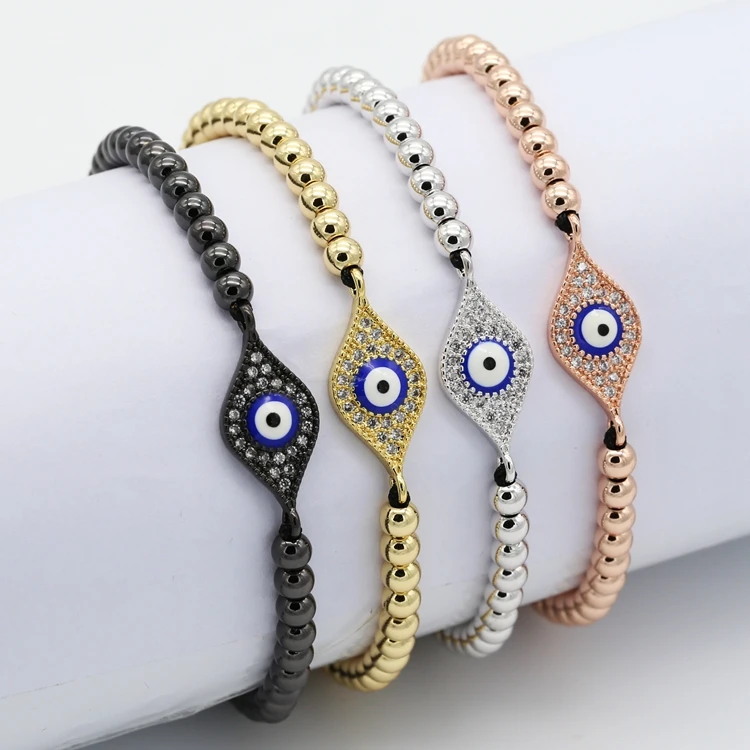 14k Solid Gold Turkish Evil Eye Bracelet Protection Jewelry-Good Luck Charms Bead For Women-Handmade Fine Blue Glass Eyes Shop istanbul