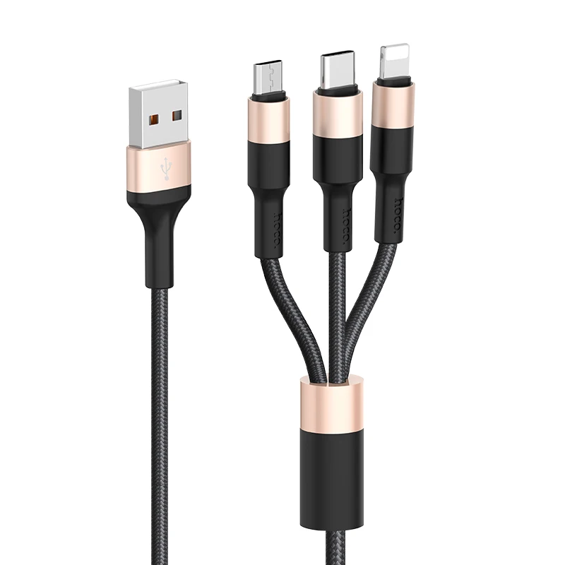 

Hoco X26 Aluminium Alloy High Gloss Edge 3 in 1 Usb Charger Cable