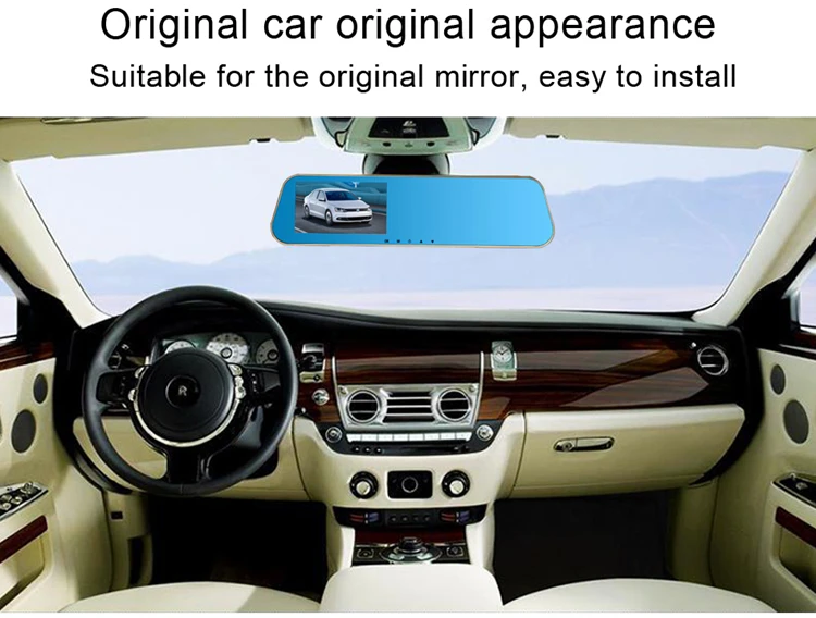 2017 New dual lens car camera rearview mirror auto dvrs cars dvr recorder video registrator full hd1080p night vision dash cam