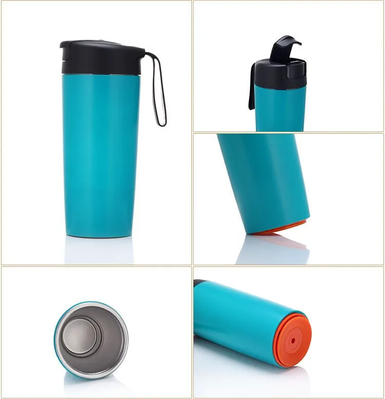 2016 Hot New Item Good Quality Double Wall Stainless Steel Magic Never Fall Non-spill Customized Thermal Suction Mug
