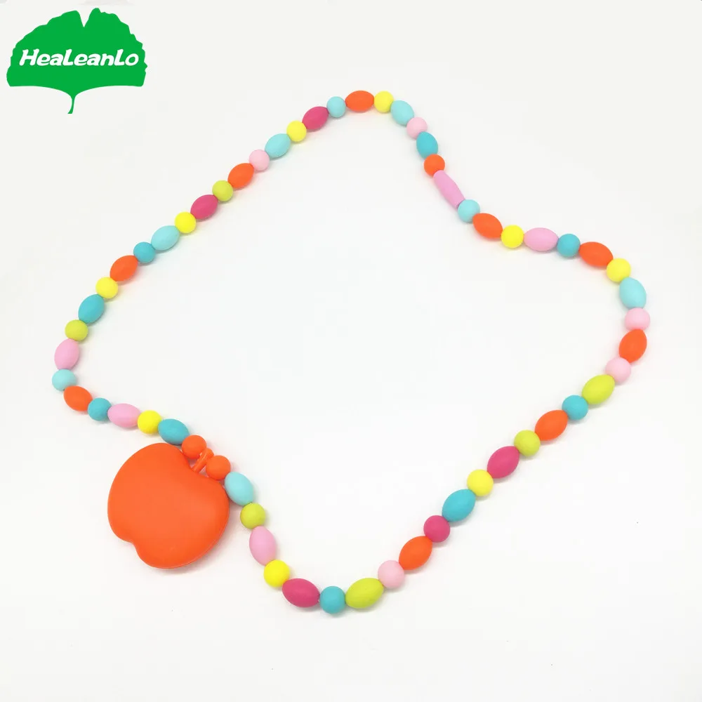 
Silicone Teething Necklace with Bead Shape Baby Teether Toddler Tooth Training Special Gift for Baby Free of FDA 