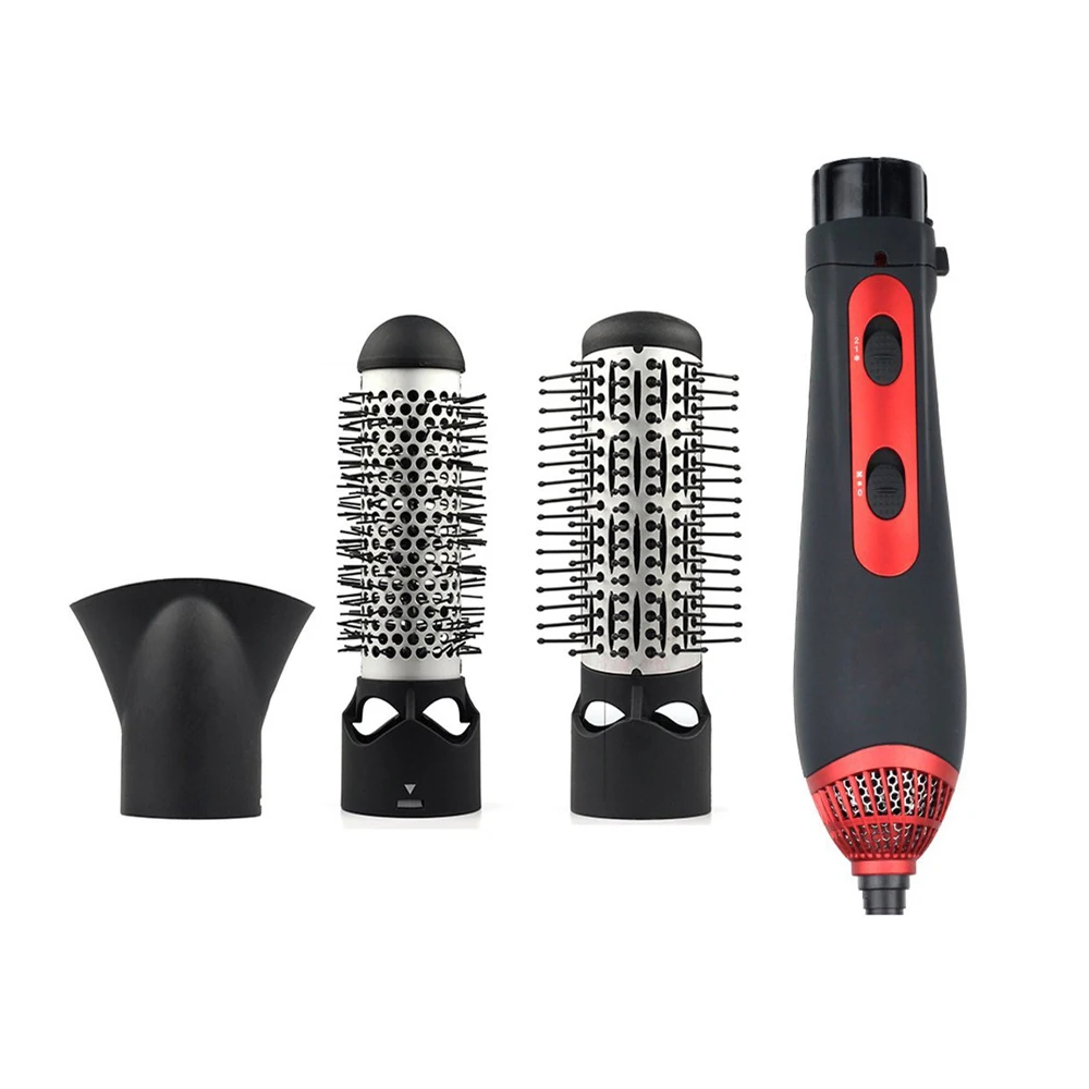 

2019 Professional 3 in 1 Fast Heating Hot Air Brush 1200W Home Use Hair Dryer And Styler Brush, Black&red