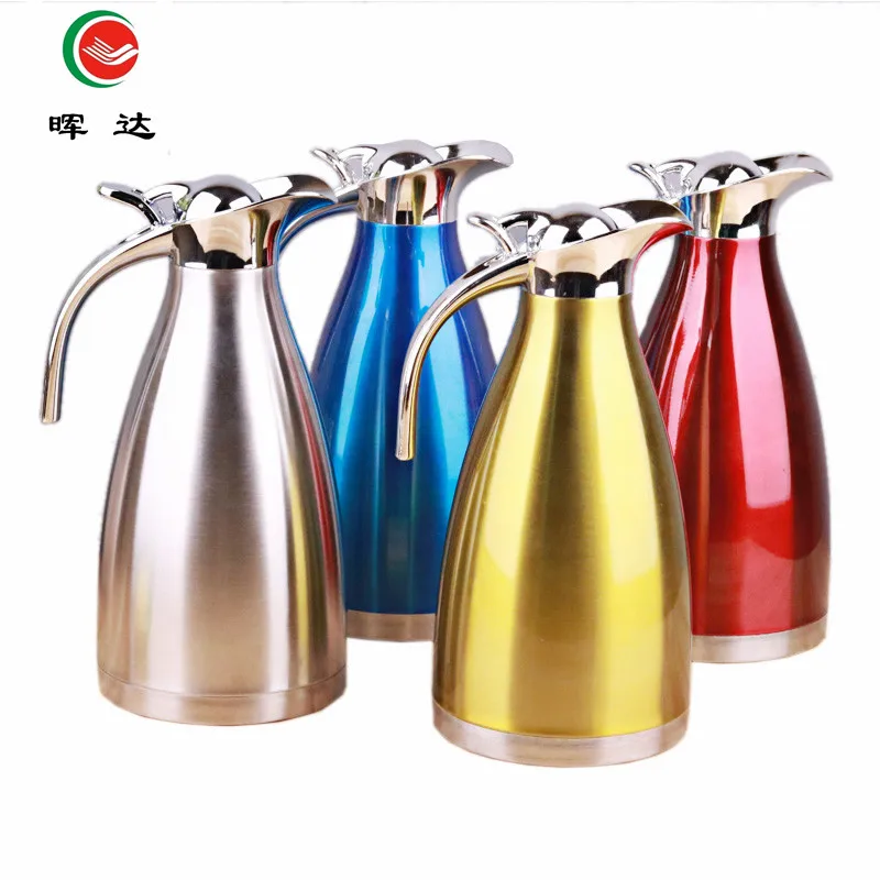 

Large Stainless Steel Double wall Insulation Pot Vacuum Flasks Tea Coffee Pot Water Jug Home Kitchen Kettle Drinkware, Silver/blue/red/yellow