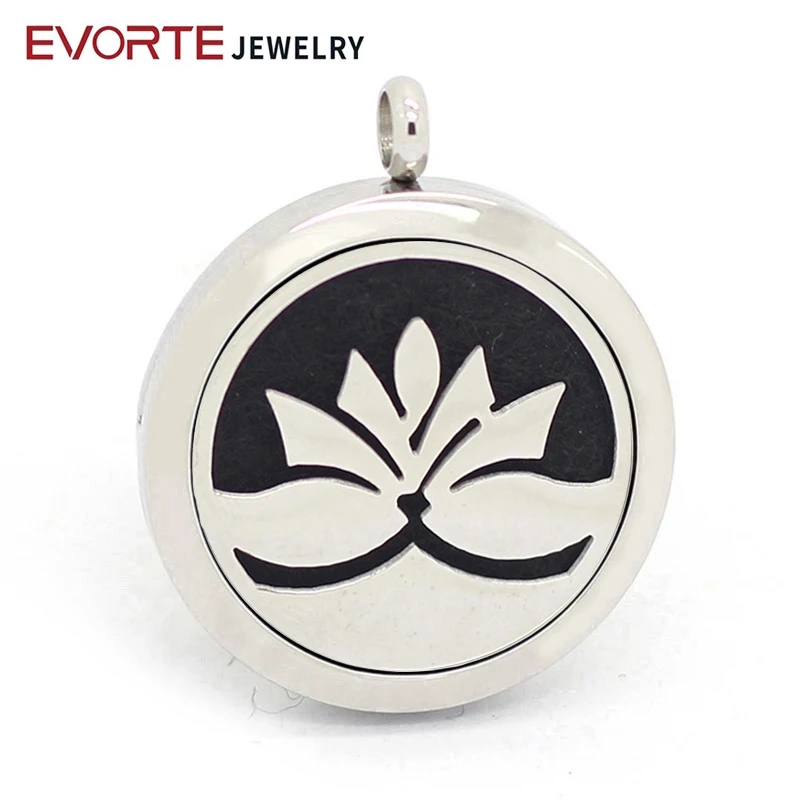 

316L Stainless Steel Silver Lotus Flower Essential Oils Aromatherapy Diffuser Locket Necklace