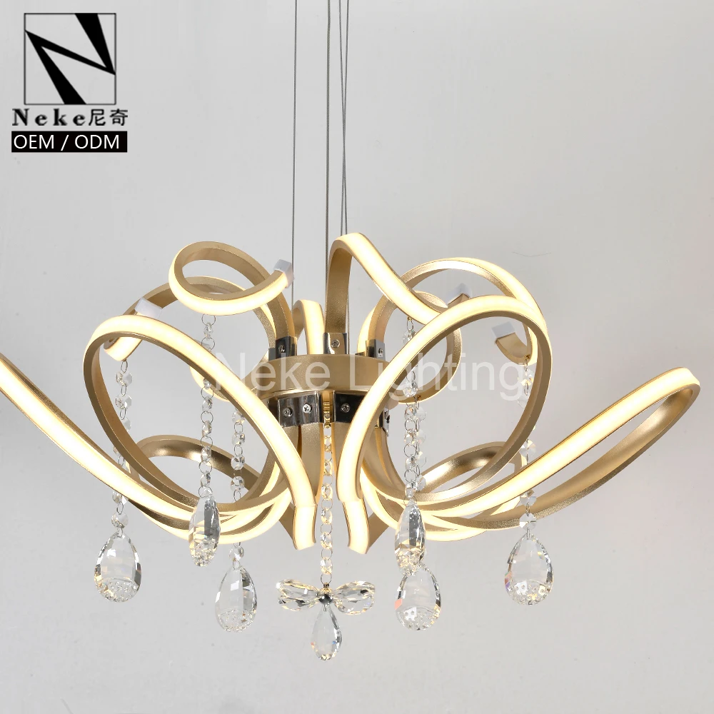 Neke high power modern aluminum led luxury crystal chandeliers