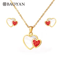 

BAOYAN Gold Plated Stainless Steel Double Heart Jewelry Sets For Women