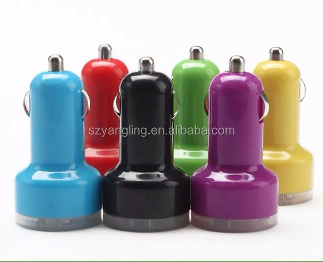 

colourful dual USB car charger dual car usb charger light car charger, Colorful