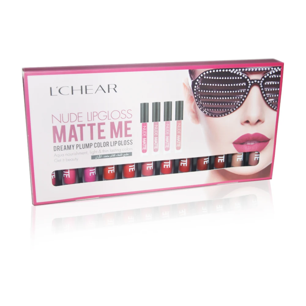 
LCHEAR wholesale cosmetics 12 Colors Nude Matte Lip Gloss set In Stock Long-lasting Liquid Lipstick Set DQ1134 