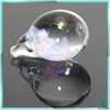 Hot Sale Beautiful glass bulb Floating October Birthstone White Opal Chips Rings