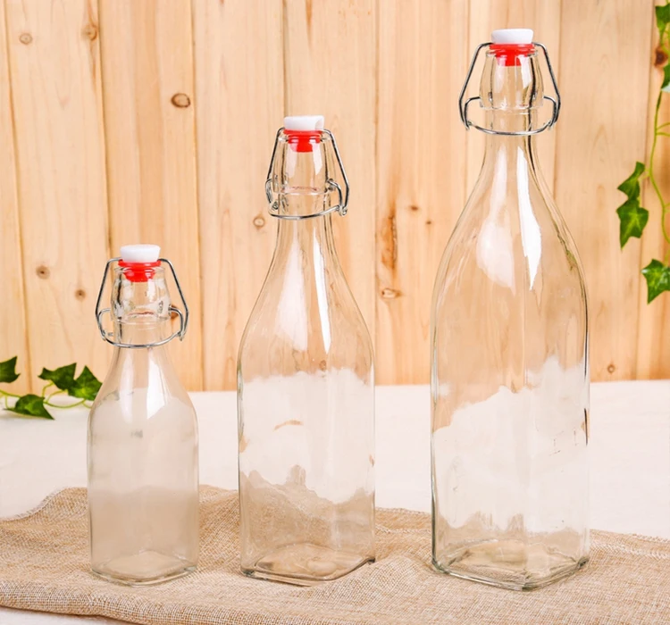 250ml 500ml 1000ml Flint Swing Top Glass Bottles For Beverage Large