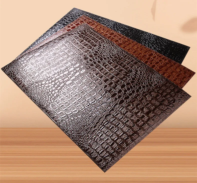 Waterproof Nice Crocodile Pattern Faux Leather Placemats Custom Made