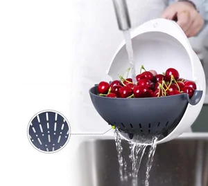 Image of Hot sale 2 in 1 Water Saving Balanced Drain Basket Kitchen Vegetable Strainer Colander