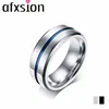 AFXSION new foreign trade 8MM titanium ring, silver high-quality polished stainless steel ring men