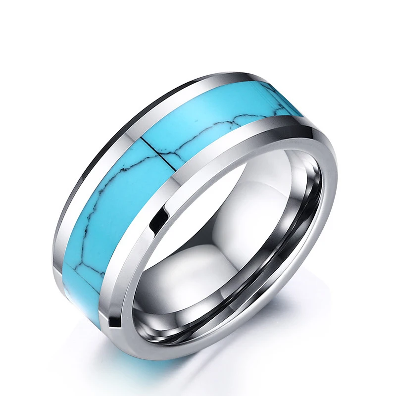 

Fashion natural turquoise men's tungsten carbide ring