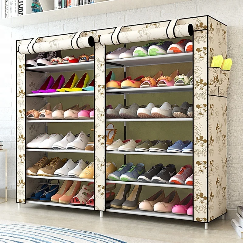 
large capacity shoes storage cabinet double rows 6 tiers 36piars shoes organizer rack 