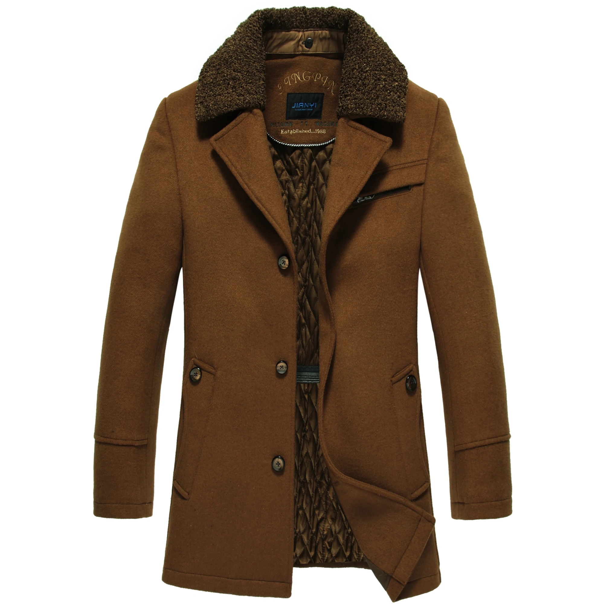 Long Thick Woolen overcoat with cotton lining men casual jacket