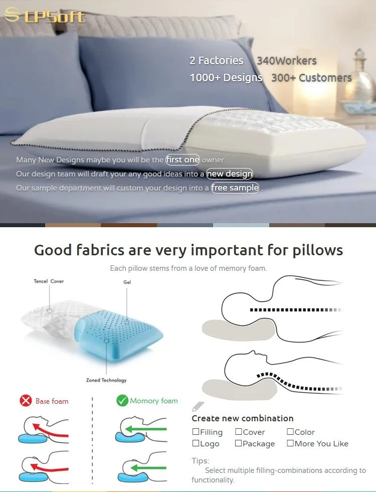 High Standard Shredded Memory Foam Polyester Memory Foam Bamboo Pillow 