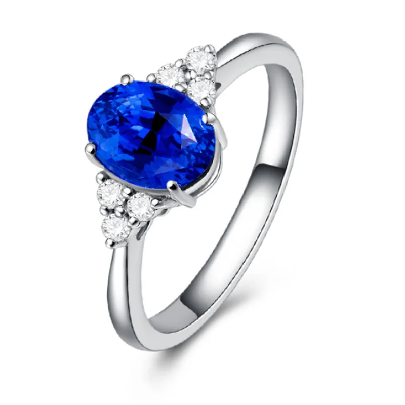 

trendy 18k gold South Africa real diamond 0.85ct natural blue Tanzanite gemstone ring for women wedding engagement