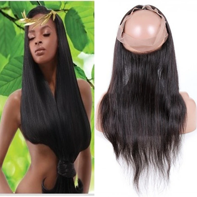 

7A wholesale cheap Brazilian straight virgin hair, Pre Plucked 360 Lace Frontal Closure