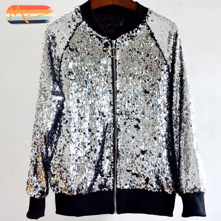 

Maxnegio streetwear jacket sequin jaket bomber