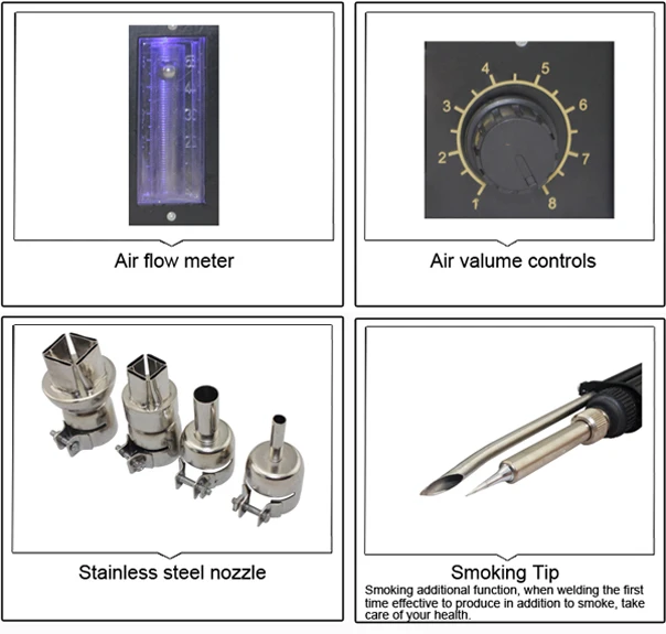 
BEST 968 Quality intelligent 2 in 1 Hot Air Gun Soldering Desoldering Rework Station 