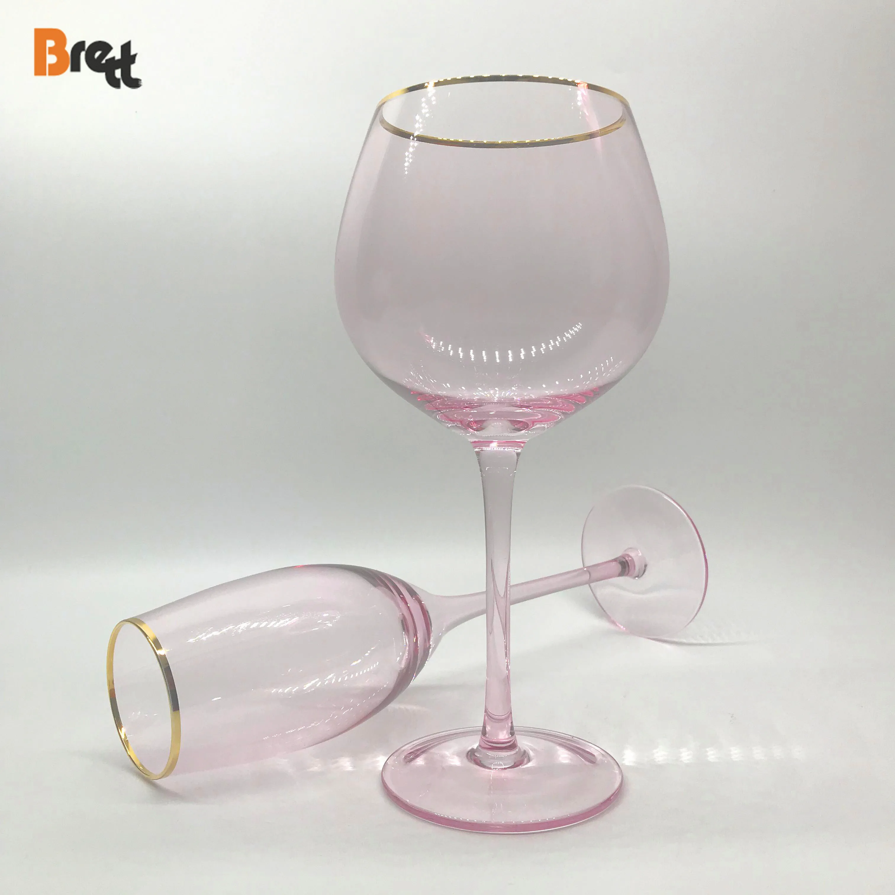 Guangzhou Best Pink Glassware Brands Crystal Wine Glass Beer Juice Water Glass Cup