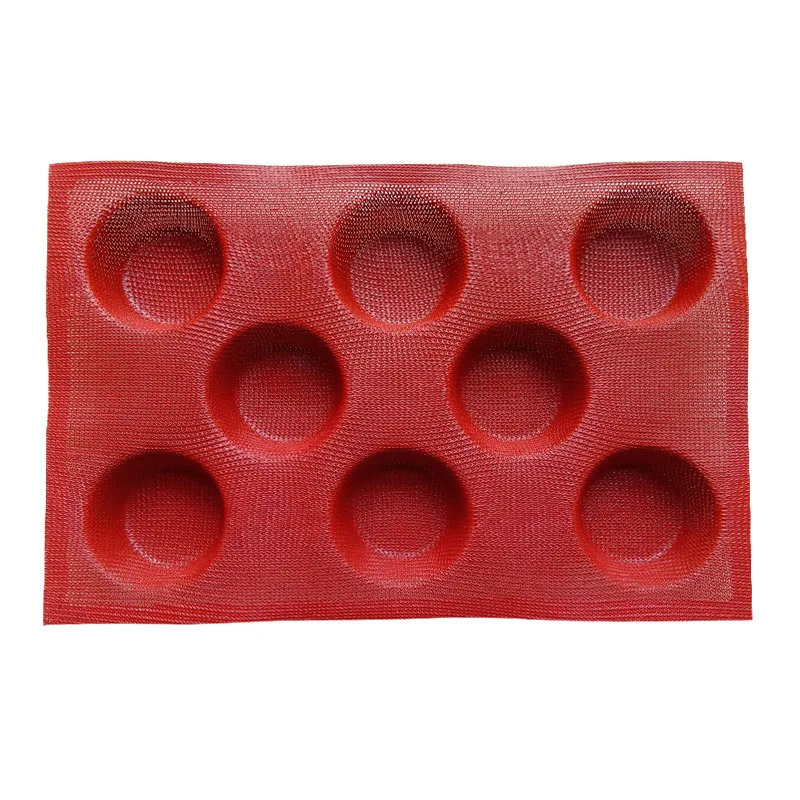 

Black and red perforated bread form non stick bread mould bun form silicone glass fiber 8 loaves round shape durable