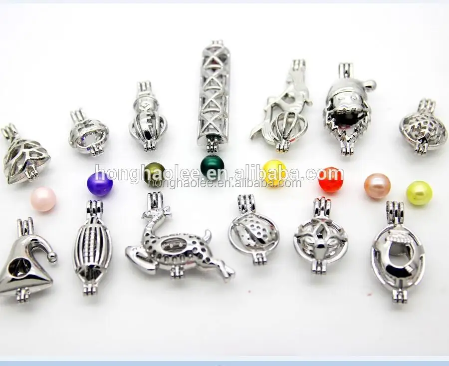 

Mix Tortoise Dolphin owls birds fish animalsSilver Plated Bead Cage Pendant - Add Your Own Pearls, Stones, Rock to Cage charms, N/a