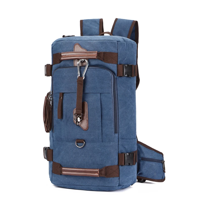 

Fashion blue canvas back pack oem bagpack large retro haversack haversack hiking backpack for teenager, Brown, black, grey,blue ,army green any other