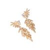 ed00864c Latest Bijoux 925 Post Sparkly Crystal Gold Leaf Fashion Earring Party