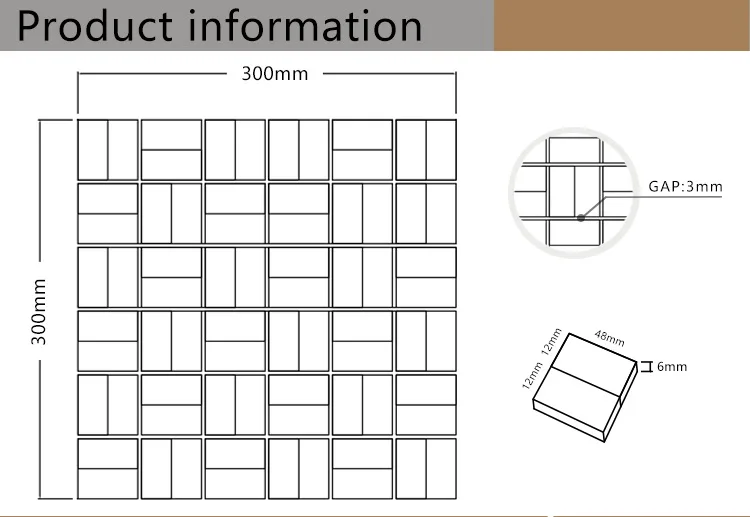 Black And White Porcelain Glazed Square Ceramic Mosaic Tile Art For Wall Decor