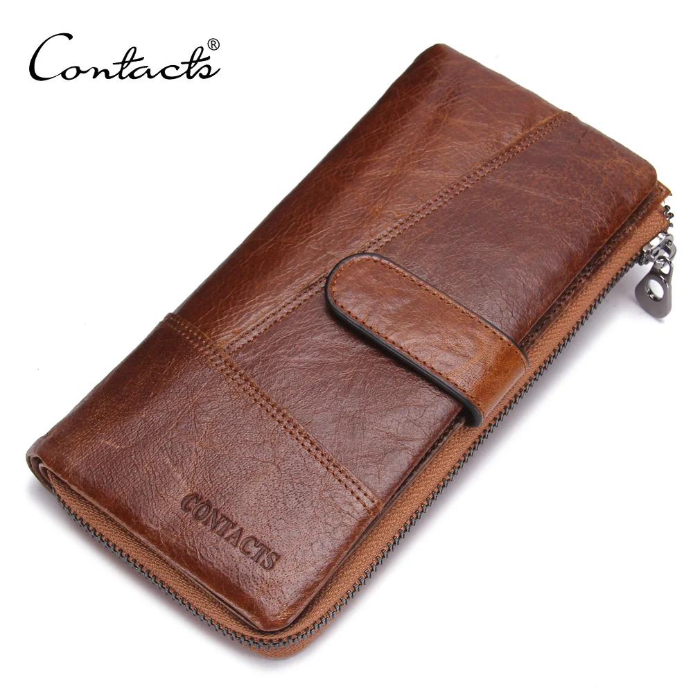 

Fashion Crazy Horse Genuine Leather Long Design Phone Men Wallet, Brown, black or coffee