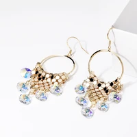

14KT Gold Plated Black Drop Earrings Crystals from Swarovski