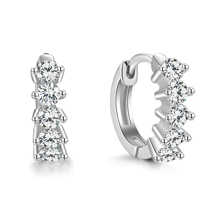 

POLIVA Stylish Design Guangzhou Supplier 925 Sterling Silver Huggie Hoop Girls Earrings, White