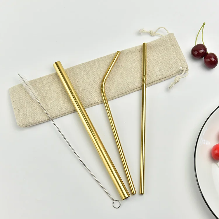 

FDA Approved Colorful Customized Stainless Steel Metal Drinking Straw Set