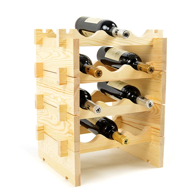 

Wholesale Customized Wine Display Rack Stackable Wooden Rack 4 layers, Wood color