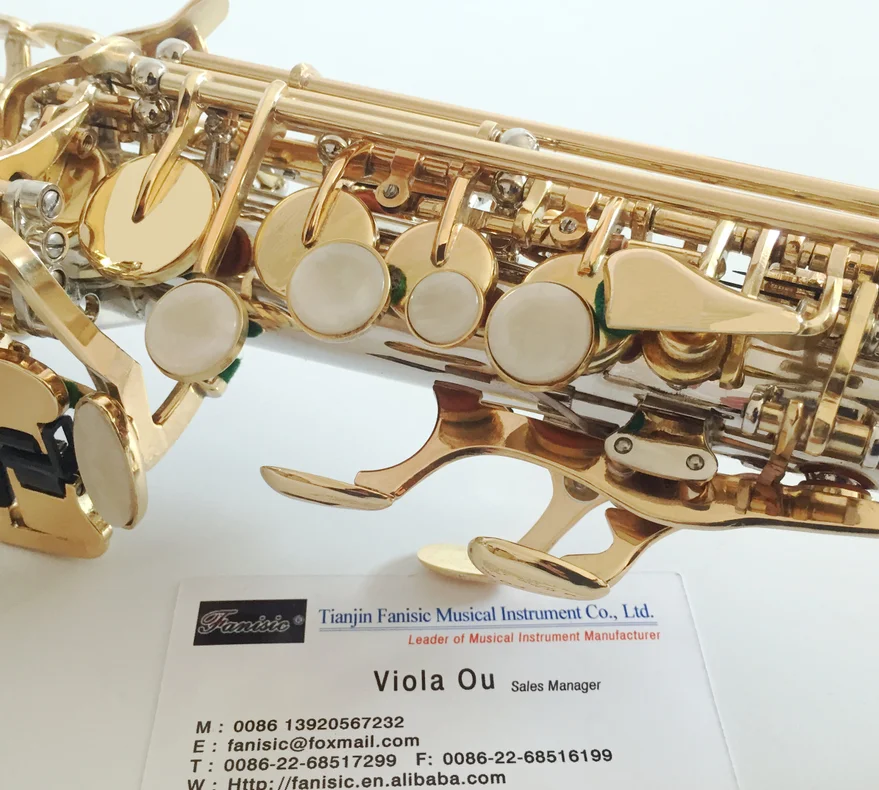 chinese musical instrument brass saxophone nickel plated small curved soprano saxophone