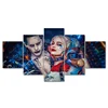 5 Panels Wall Art Suicide Squad Joker And Harley Quinn HD Picture Printed Comic Canvas Poster Painting