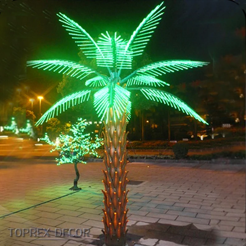 Government project led rope light palm tree