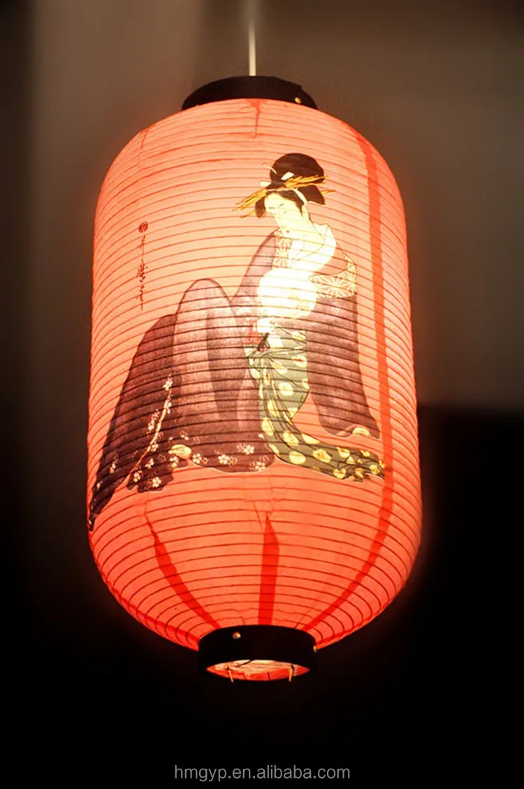 People Image Printing Japanese Paper Lantern Round Unique Printing